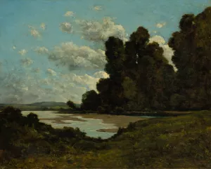 The River Loire at Nevers by Henri-Joseph Harpignies Oil Painting