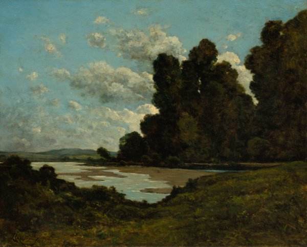 The River Loire at Nevers  by Henri-Joseph Harpignies - Hand-Painted Oil Painting Reproduction