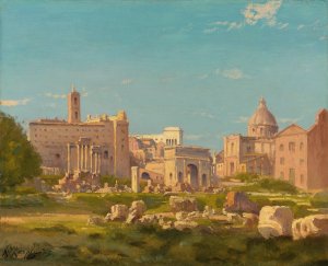 The Roman Forum by Henri-Joseph Harpignies Oil Painting