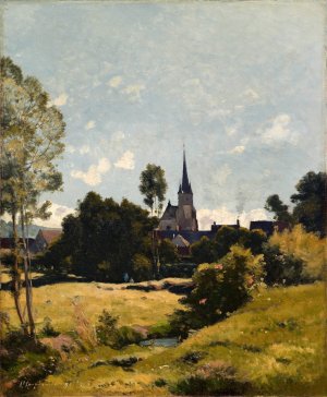 The Village Church by Henri-Joseph Harpignies Oil Painting