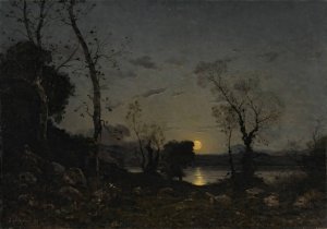 Un lac au clair de lune by Henri-Joseph Harpignies Oil Painting