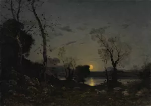 Un lac au clair de lune by Henri-Joseph Harpignies Oil Painting
