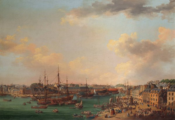 Main Product Photo of The Outer Harbor of Brest  Painting by Henri Joseph Van Blarenberghe