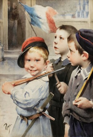 The french flag by Henri-Jules-Jean Geoffroy Oil Painting