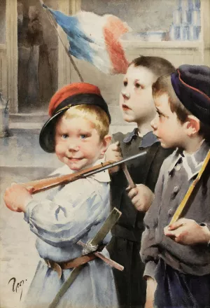 The french flag by Henri-Jules-Jean Geoffroy Oil Painting