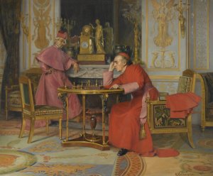 La Partie D'echecs by Henri Laissement Oil Painting