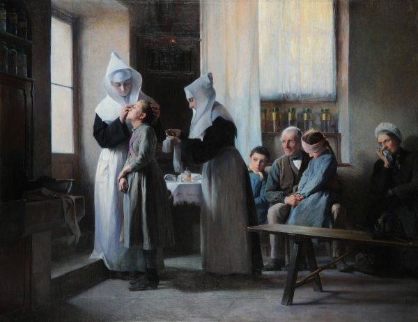 Chez les soeurs  by Henri Laurent-Desrousseaux - Hand-Painted Oil Painting Reproduction