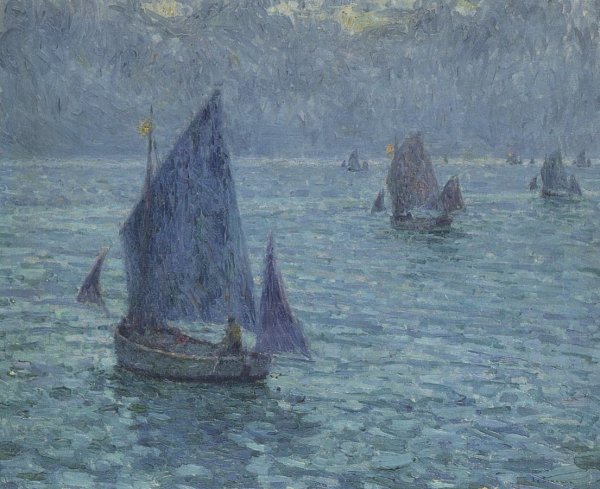 Main Product Photo of Boats at Twilight Painting by Henri Le Sidaner