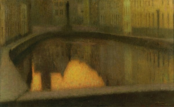 Main Product Photo of Canal in Bruges Painting by Henri Le Sidaner