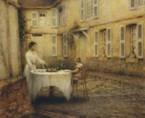 Dinner in the Garden Oil painting by Henri Le Sidaner