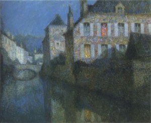Full Moon on the River Oil painting by Henri Le Sidaner