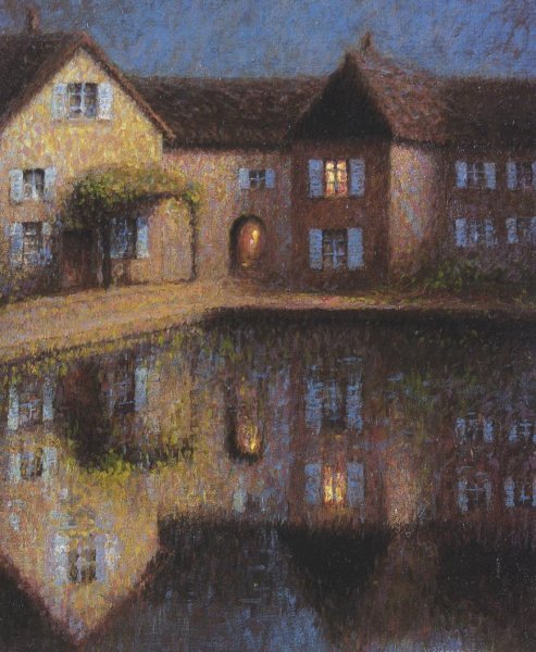Main Product Photo of House by the Eau Painting by Henri Le Sidaner