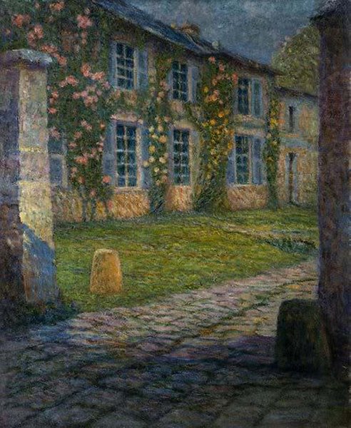 Main Product Photo of House with Roses Painting by Henri Le Sidaner