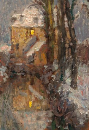 Le Canal, Neige, Gisors by Henri Le Sidaner Oil Painting