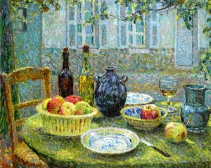 Le Table de Pierre, Gerberoy Oil painting by Henri Le Sidaner