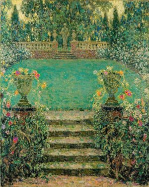 Les Marches Du Jardin, Gerberoy by Henri Le Sidaner Oil Painting