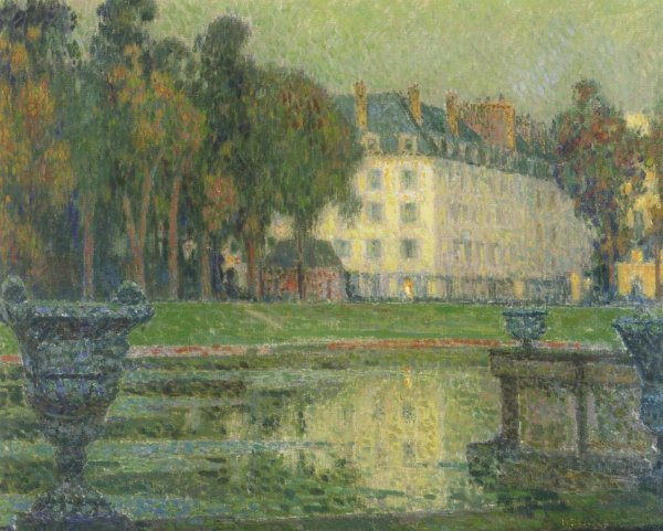 Main Product Photo of Neptune Fountain at Twilight Painting by Henri Le Sidaner