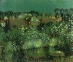 Rooftops in Moonlight by Henri Le Sidaner Oil Painting