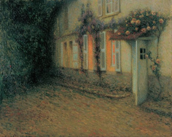 Roses and Wisterias on the House  by Henri Le Sidaner - Hand-Painted Oil Painting Reproduction