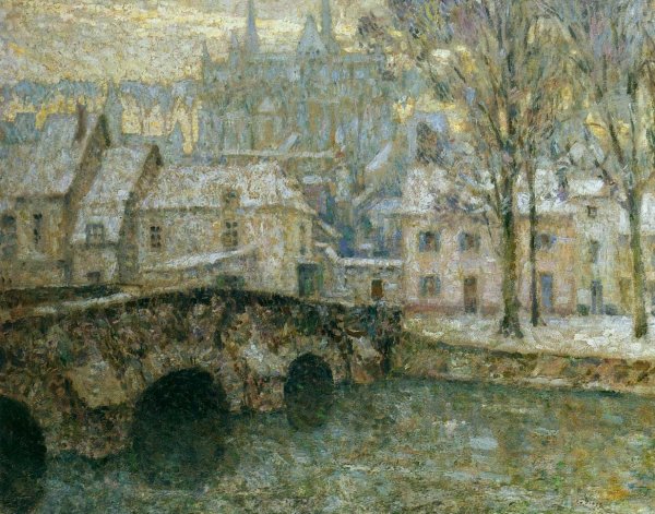 Snow at Chartres by Henri Le Sidaner - Hand-Painted Oil Painting Reproduction