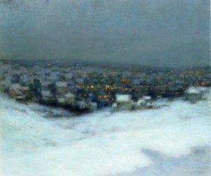 Snow in the Moonlight Oil painting by Henri Le Sidaner