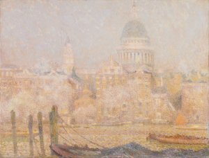 St. Paul's from the River- Morning Sun in Winter by Henri Le Sidaner Oil Painting