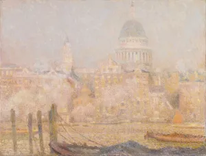 St. Paul's from the River- Morning Sun in Winter by Henri Le Sidaner Oil Painting