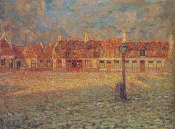 Sunset at the Petit Place Gravelines by Henri Le Sidaner - Hand-Painted Oil Painting Reproduction