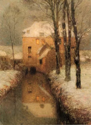 The Canal, Snow by Henri Le Sidaner Oil Painting