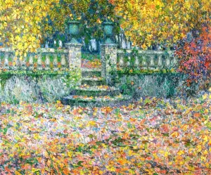 The Terrace, Autumn, Gerberoy by Henri Le Sidaner Oil Painting