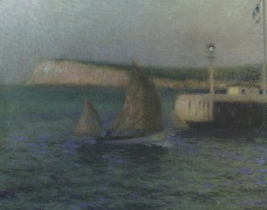The Treport Jetty Oil painting by Henri Le Sidaner