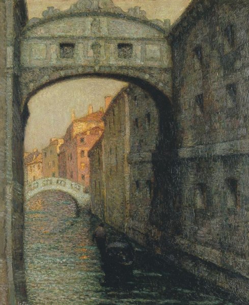 Venice - the Canal of Sighs by Henri Le Sidaner - Hand-Painted Oil Painting Reproduction