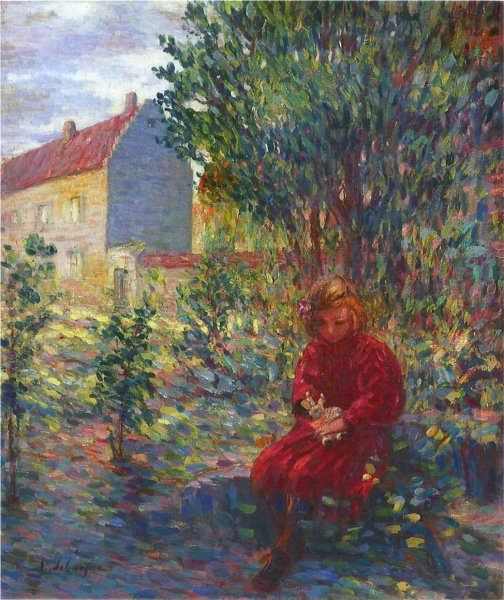 Main Product Photo of A Small Girl with Her Doll Painting by Henri Lebasque