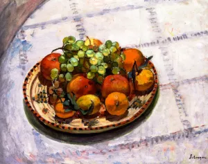 Basket of Apples and Grapes by Henri Lebasque Oil Painting