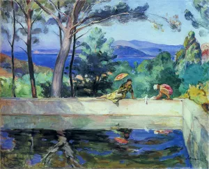 Blue Reflection in the Fountain at Pradet by Henri Lebasque - Oil Painting Reproduction