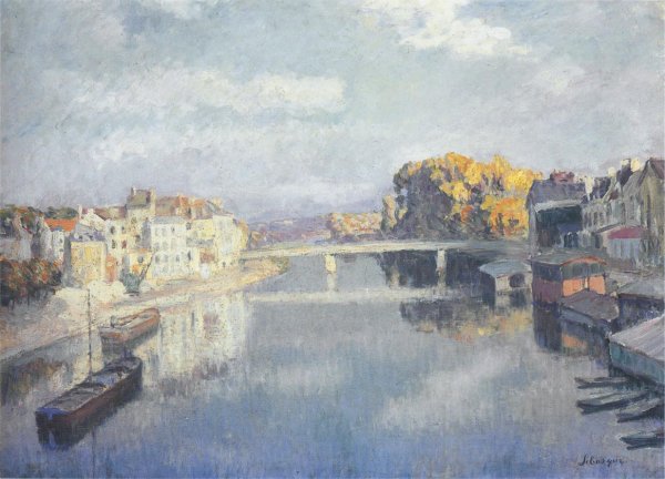 Main Product Photo of Boats on the Marne Painting by Henri Lebasque