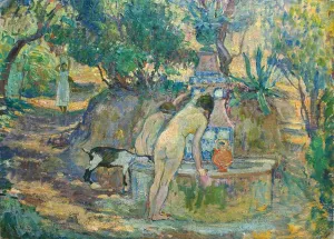 By the Fountain by Henri Lebasque - Oil Painting Reproduction