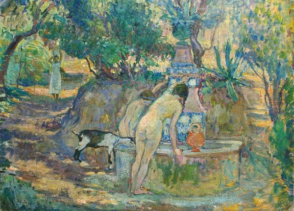Main Product Photo of By the Fountain Painting by Henri Lebasque