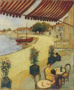 Cafe sur la Port by Henri Lebasque - Oil Painting Reproduction