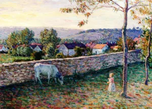 Child in the Meadow in Pierrefonds by Henri Lebasque Oil Painting
