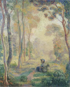 Child with Goat in the Pierrefonds Forest Oil painting by Henri Lebasque
