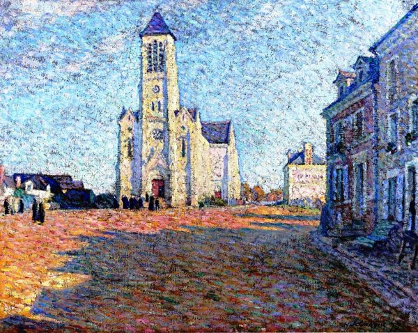Church in a Village by Henri Lebasque - Hand-Painted Oil Painting Reproduction