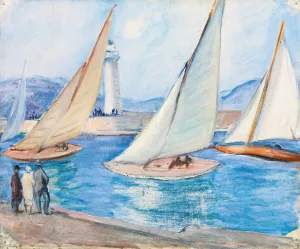 Depart De Regates Dans Le Midi, St. Tropez by Henri Lebasque Oil Painting