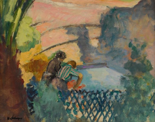 Main Product Photo of Deux femmes au lavoir Painting by Henri Lebasque