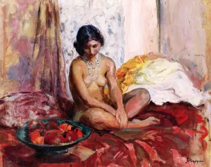 Egyptian Woman with a Platter of Fruit by Henri Lebasque Oil Painting