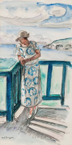 Femme au balcon Oil painting by Henri Lebasque