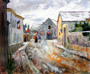 Flag Draped Street by Henri Lebasque Oil Painting