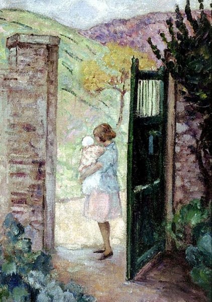 Main Product Photo of Girl by the Gate Painting by Henri Lebasque