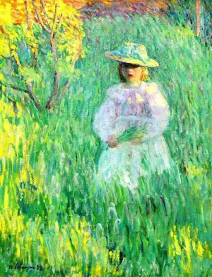 Girl in a Meadow by Henri Lebasque - Oil Painting Reproduction