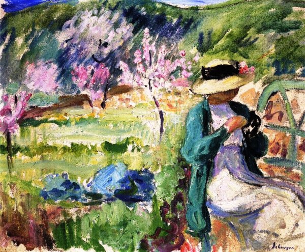 Main Product Photo of Girl in an Orchard Painting by Henri Lebasque